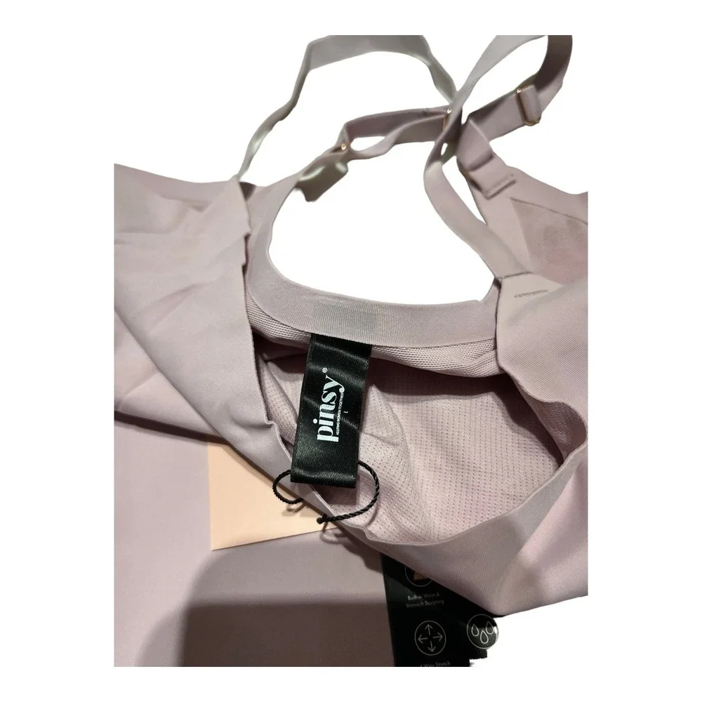 Pinsy V Neck Spaghetti‎ Strap Hourglass Shapewear Bodysuit LARGE LILAC CHEEKY